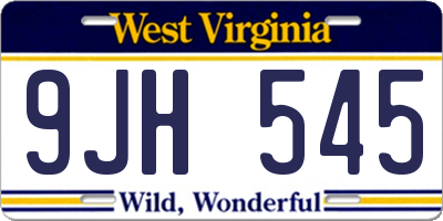 WV license plate 9JH545