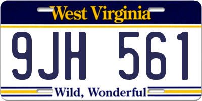 WV license plate 9JH561