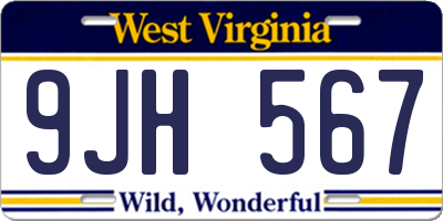 WV license plate 9JH567