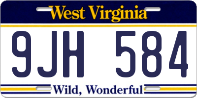 WV license plate 9JH584