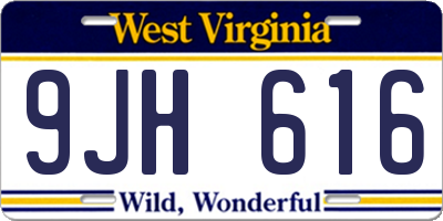 WV license plate 9JH616
