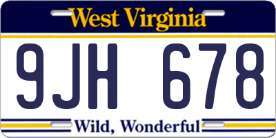 WV license plate 9JH678