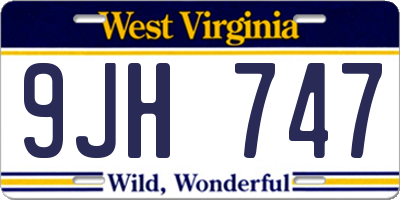WV license plate 9JH747