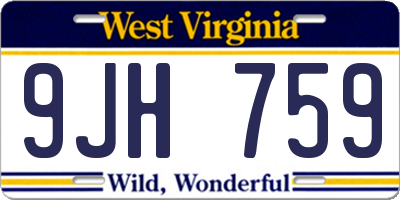 WV license plate 9JH759