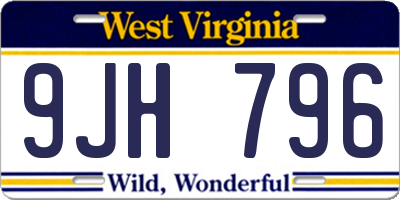 WV license plate 9JH796