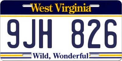 WV license plate 9JH826