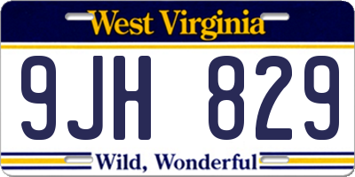WV license plate 9JH829