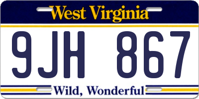 WV license plate 9JH867