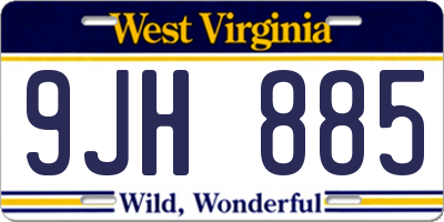 WV license plate 9JH885