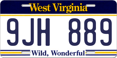 WV license plate 9JH889