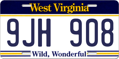 WV license plate 9JH908
