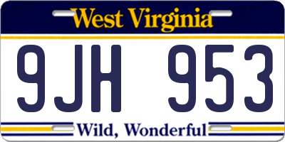 WV license plate 9JH953