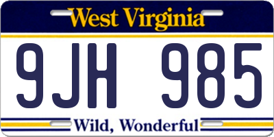 WV license plate 9JH985