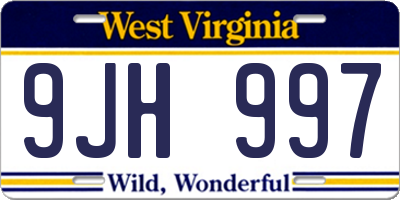 WV license plate 9JH997