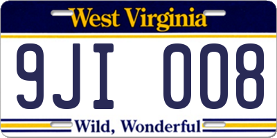 WV license plate 9JI008