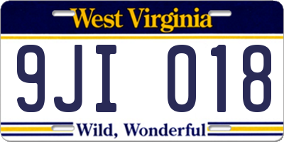 WV license plate 9JI018