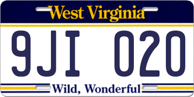 WV license plate 9JI020