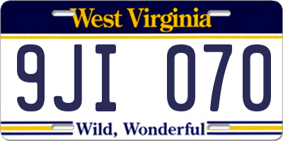 WV license plate 9JI070