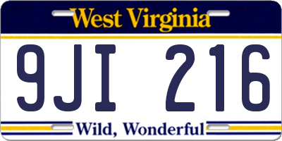 WV license plate 9JI216