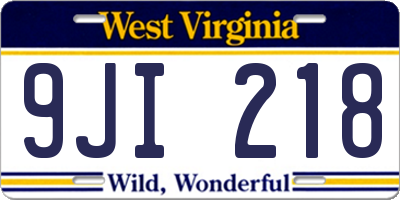WV license plate 9JI218