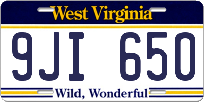 WV license plate 9JI650
