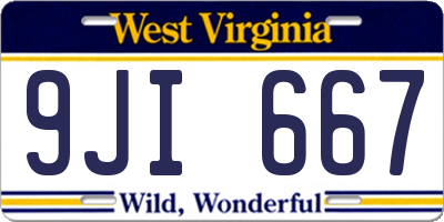 WV license plate 9JI667