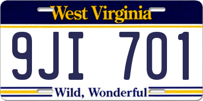 WV license plate 9JI701