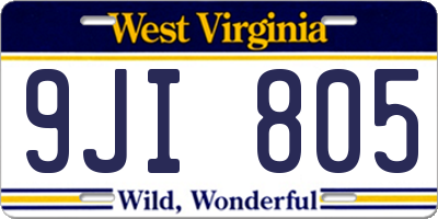 WV license plate 9JI805