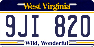 WV license plate 9JI820