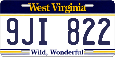 WV license plate 9JI822