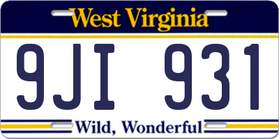 WV license plate 9JI931