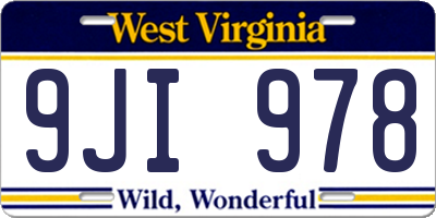 WV license plate 9JI978