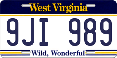 WV license plate 9JI989