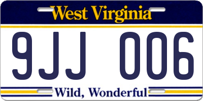 WV license plate 9JJ006