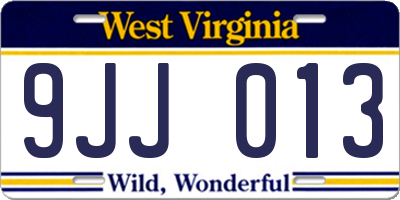 WV license plate 9JJ013
