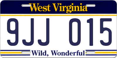 WV license plate 9JJ015