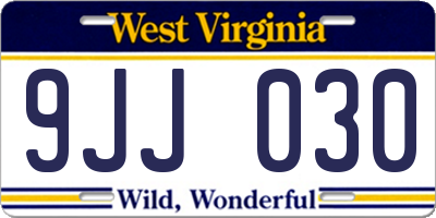 WV license plate 9JJ030