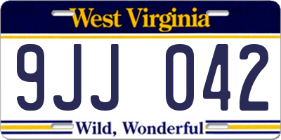 WV license plate 9JJ042