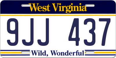 WV license plate 9JJ437