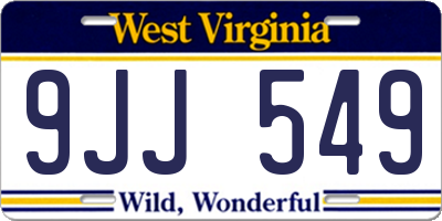 WV license plate 9JJ549
