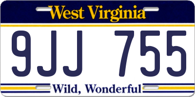 WV license plate 9JJ755