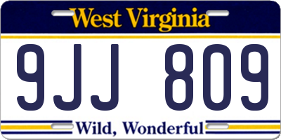 WV license plate 9JJ809