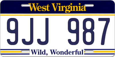 WV license plate 9JJ987