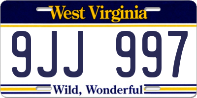 WV license plate 9JJ997