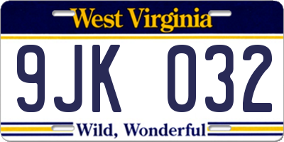 WV license plate 9JK032