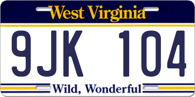 WV license plate 9JK104
