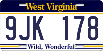 WV license plate 9JK178