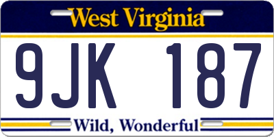 WV license plate 9JK187
