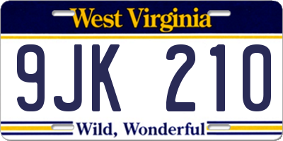 WV license plate 9JK210