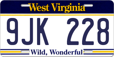 WV license plate 9JK228